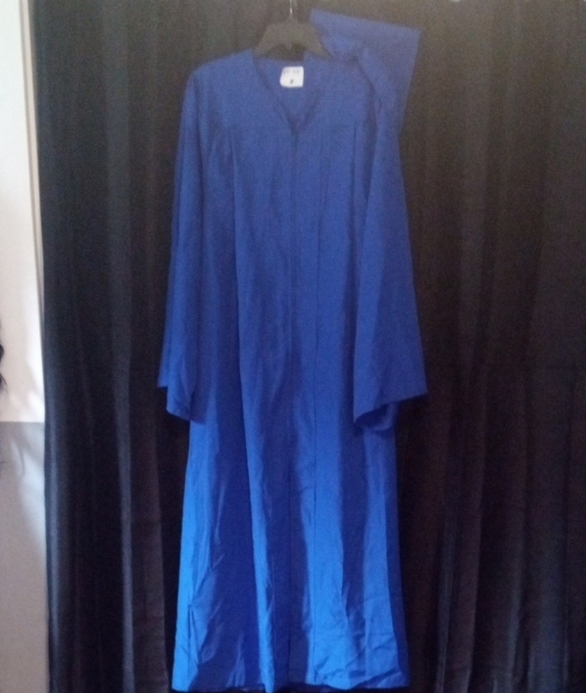 Blue Graduation Cap & Gown